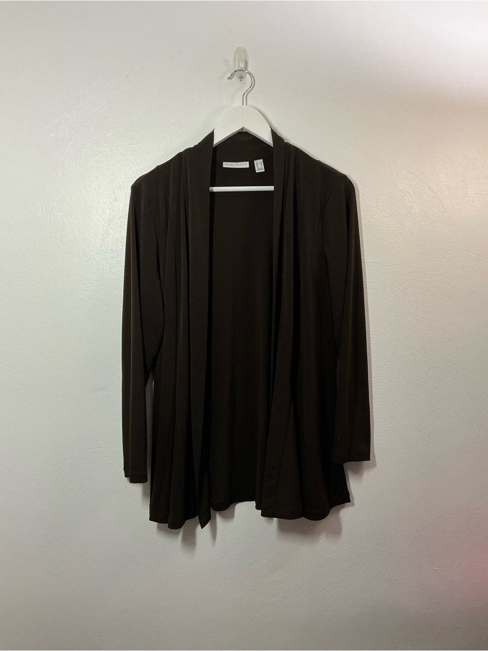Susan Graver Chocolate Brown Open-Front Cardigan Size Medium